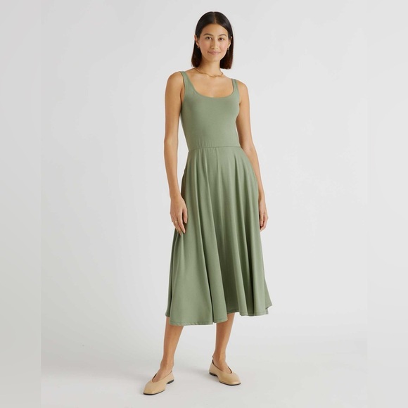 Quince Dresses & Skirts - Quince Tencel Jersey Fit & Flare Dress Women S Sage Green